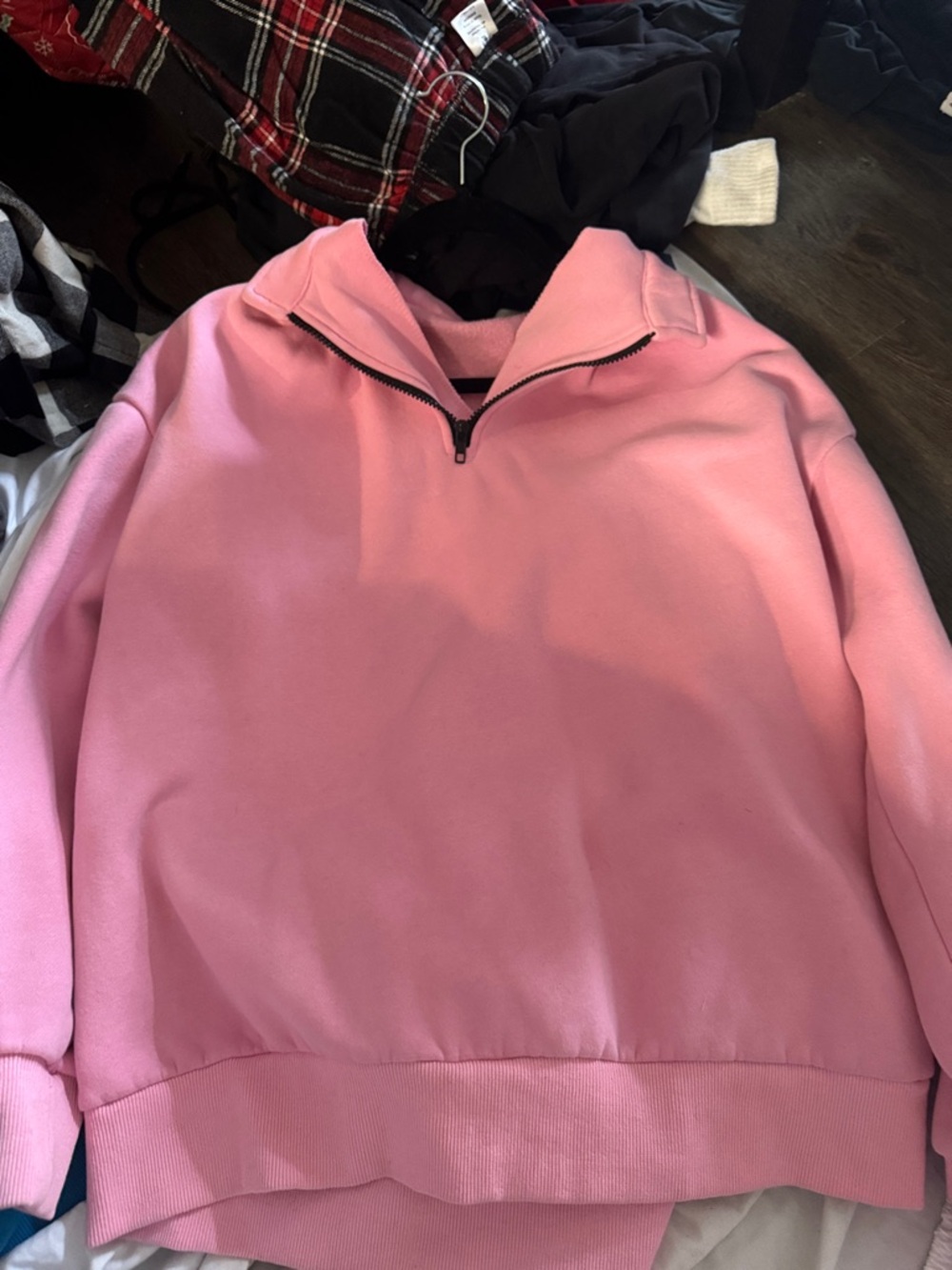 Women's Pink Quarter-Zip Pullover Sweatshirt